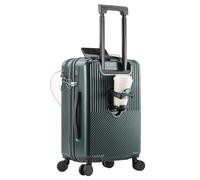 Bagages de voyage légers, valises avec roues à coque rigide, ouverture frontale extensible, compartiment pour ordinateur, porte-gobelet, port USB, serrure à combinaison, Vert, 60,9 cm, Bagage