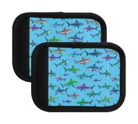 Bagages pour poignée de bagage - Aquarelle requins bleu mer - Sacs de voyage - Étiquettes d'identification pour bagages, Aquarelle requins mer bleue, one sizex4