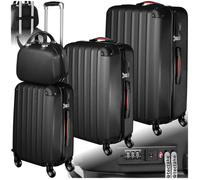 Set de Valises Trolley Rigides 4 pièces 3 trolleys en plastique ABS robuste