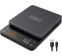 BAGAIL Balance à café numérique avec minuterie, balance de cuisine électronique haute précision 0,1 g avec grand écran, tare automatique et bouton tactile, balance rechargeable, poids maximum 3 kg