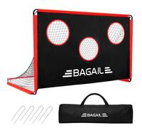 BAGAIL But de Football avec Cible, 2 en 1, Portable, Facile à Installer, idéal pour entraînement et matchs, 180x120 cm - Rouge