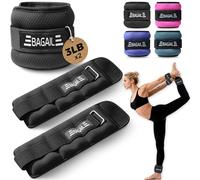 BAGAIL Ensemble de poids de cheville et de poignet (1,36 kg × 2) - Poids bras/jambe homme/femme, ajustement sécurisé, pour marche, course, fitness maison et physiothérapie - Noir