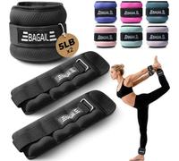 BAGAIL Ensemble de poids de cheville et de poignet (2,27 kg × 2) - Poids bras/jambe homme/femme, ajustement sécurisé, pour marche, course, fitness maison et physiothérapie - Noir