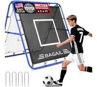 Bagail Filet de Rebond Double Face, Filet de Football, Tige Peinte renforcée, Angle réglable, Structure Pliable, Filet de Rebond avec Objectif d'entraînement, But de Football Portable de Jardin