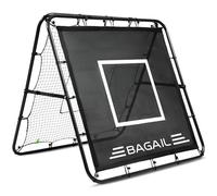 Bagail Filet de Rebond Double Face, Filet de Football, Tige Peinte renforcée, Angle réglable, Structure Pliable, Filet de Rebond avec Objectif d'entraînement, But de Football Portable de Jardin