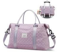 BAGAIL Grand sac de voyage pour voyage avec pochette à bagages et bandoulière, sac de sport pliable, sac de sport étanche, sac de voyage de nuit pour femme avec poche de maquillage humide, violet