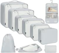 BAGAIL Lot de 10 cubes de rangement, différentes tailles, organisateur de voyage, accessoires de voyage, valise de bagage, bagage cabine - Gris Clair