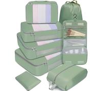 BAGAIL Lot de 8 cubes de rangement, différentes tailles, organisateur de voyage, accessoires de voyage, valise de bagage, bagage cabine - Vert Matcha