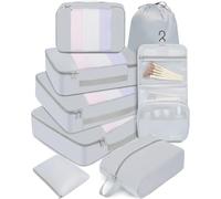 BAGAIL Lot de 8 cubes de rangement, différentes tailles, organisateur de voyage, accessoires de voyage, valise de bagage, bagage cabine - Gris Clair
