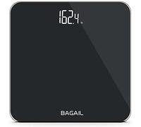 BAGAIL Pèse-personne BAGAIL, balance numérique avec capteurs haute précision et verre trempé, ultra-mince, technologie Step-on, écran translucide - Noir
