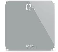 BAGAIL Pèse-personne BAGAIL, balance numérique avec capteurs haute précision et verre trempé, ultra-mince, technologie Step-on, écran transparent - Gris
