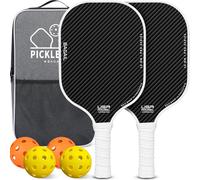 BAGAIL Raquettes de Pickleball, Ensemble de 2 avec 4 Balles, Légères - Absorption des Chocs élevée - Ergonomique, Adaptées aux Jeux en Intérieur et en Extérieur