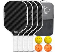 BAGAIL Raquettes de Pickleball, Ensemble de 4 avec 4 Balles, Légères - Absorption des Chocs élevée - Ergonomique, Adaptées aux Jeux en Intérieur et en Extérieur
