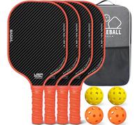 BAGAIL Raquettes de Pickleball, Ensemble de 4 avec 4 Balles, Légères - Absorption des Chocs élevée - Ergonomique, Adaptées aux Jeux en Intérieur et en Extérieur