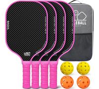 BAGAIL Raquettes de Pickleball, Ensemble de 4 avec 4 Balles, Légères - Absorption des Chocs élevée - Ergonomique, Adaptées aux Jeux en Intérieur et en Extérieur