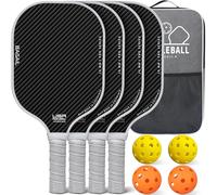 BAGAIL Raquettes de Pickleball, Ensemble de 4 avec 4 Balles, Légères - Absorption des Chocs élevée - Ergonomique, Adaptées aux Jeux en Intérieur et en Extérieur