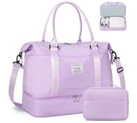 BAGAIL Sac de Voyage pour Femme avec Compartiment à Chaussures, Fourre-tout de Week-end avec Poche Humide, pour Hôpital, Travail et Accouchement - S-Violet, 2 Pièces (Trousse Incluse)