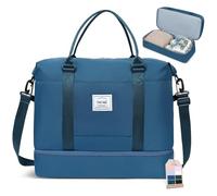 BAGAIL Sac de Voyage Week-end Fourre-tout de Nuit Avec Poche Humide, Pour Maman d'Hôpital, Travail et Accouchement, Cc-bleu Paon