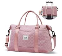 BAGAIL Sac de Voyage Week-End pour Femme - Fourre-Tout de Nuit avec Poche Humide, d'Hôpital pour le Travail et l'Accouchement - Grille Rose, Large