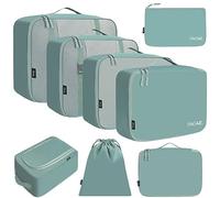 BAGAIL Set de 8 cubes de rangement pour valise, organisateurs légers pour bagages et accessoires de voyage, Bleu Poussiéreux