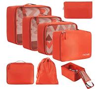 BAGAIL Set de 8 cubes de rangement pour valise, organisateurs légers pour bagages et accessoires de voyage, Orange