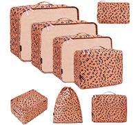 BAGAIL Set de 8 cubes de rangement pour valise, organisateurs légers pour bagages et accessoires de voyage, Imprimé Léopard
