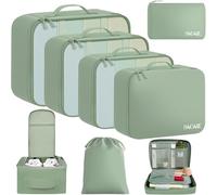 BAGAIL Set de 8 cubes de rangement pour valise, organisateurs légers pour bagages et accessoires de voyage, Vert Matcha