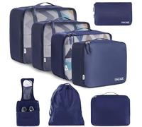 BAGAIL Set de 8 cubes de rangement pour valise, organisateurs légers pour bagages et accessoires de voyage, Marine