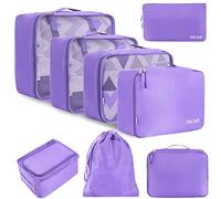 BAGAIL Set de 8 cubes de rangement pour valise, organisateurs légers pour bagages et accessoires de voyage, Violet