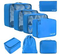 BAGAIL Set de 8 cubes de rangement pour valise, organisateurs légers pour bagages et accessoires de voyage, Bleu