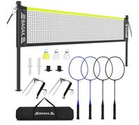BAGAIL Set di reti da Badminton per esterni-Dimensioni 6.1x1.55m, 4 Racchette, 3 palline da Badminton, rete in PE resistente e Borsa per il trasporto per il Cortile, la Spiaggia e Giochi in Famiglia