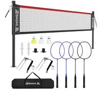 BAGAIL Set di reti da Badminton per esterni-Dimensioni 6.1x1.55m, 4 Racchette, 3 palline da Badminton, rete in PE resistente e Borsa per il trasporto per il Cortile, la Spiaggia e Giochi in Famiglia