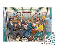 Bagarre Ascenseur Bureau Puzzle, 1000 Pièces pour Adultes Haute Qualité | 38x26cm Amateurs De Puzzles, Cadeau D'anniversaire, Carton, Réduction Du Stress, Découpe Précise
