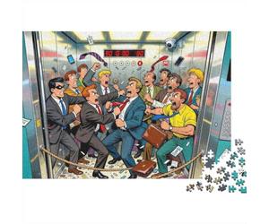 Bagarre Ascenseur Bureau Puzzle, 1000 Pièces pour Adultes Haute Qualité | 38x26cm Amateurs De Puzzles, Cadeau D'anniversaire, Carton, Réduction Du Stress, Découpe Précise