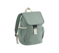BagBase Kids Adventure Sac à dos rose en polyester recyclé, style contrasté, poches latérales élastiques, rabat rabattable avec boucle et cordon de serrage, bretelles réglables, conçu pour la
