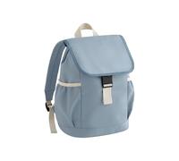 BagBase Kids Adventure Sac à dos rose en polyester recyclé, style contrasté, poches latérales élastiques, rabat rabattable avec boucle et cordon de serrage, bretelles réglables, conçu pour la