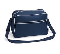 BagBase Mixte Bg014fnav rétro Sac à bandoulière, Français Bleu Marine/Blanc, Medium