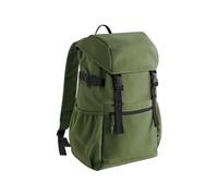 BagBase Sac à dos Ramble - Vert poussiéreux, sac à dos de voyage 100 % polyester recy vec housse pour ordinateur portable de 16", plusieurs poches zippées, sangles de compression et sangle de