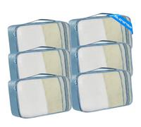 BAGBUTY Lot de 6 cubes de rangement extra larges - Organiseur de valise de même taille XXL - Cubes de rangement étanches (gris - 6XXL)
