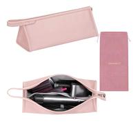 BAGCRAZY Housse de voyage en cuir écologique en polyuréthane, compatible avec Dyson Airwrap Styler/Shark Flexstyle, housse portable pour sèche-cheveux Dyson Supersonic protection antichoc sac, rose