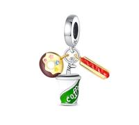 Bagel trois pièces breloque, breloque de bracelet perlé, convient aux bracelets de 3 mm à 4,5 mm
