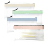 Bagentry Lot de 4 trousses à crayons transparentes avec fermeture éclair - Multifonctions - Pour papeterie, salle de classe, bureau (4 couleurs)