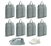 Bagentry Lot de 8 sacs à chaussures de voyage étanches et portables avec fermeture éclair et poignée, très grand cube de rangement pour chaussures pour homme et femme, bagages, gym, voyage, gris,