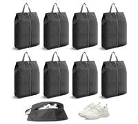 Bagentry Lot de 8 sacs à chaussures de voyage étanches et portables avec fermeture éclair et poignée, très grand cube de rangement pour chaussures pour homme et femme, bagages, gym, voyage, noir,