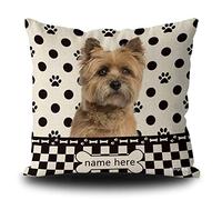 BAGEYOU Housse de coussin carrée avec motif de chien à pois, motif cairn terrier, motif à carreaux, motif patte d'os, décoration d'intérieur, pour canapé, 45,7 x 45,7 cm