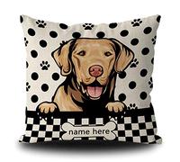 BAGEYOU Housse de Coussin personnalisée avec Motif Chien à Pois, épagneul Breton, Baie de Chesapeake Retriever, Buffle, Carreaux de Pattes, décoration de la Maison, taie d'oreiller carrée 40 x 40 cm