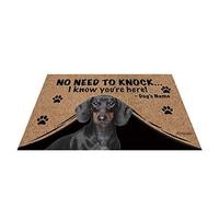 BAGEYOU Paillasson d'extérieur personnalisé avec nom de chien avec inscription « My Love Dog Teckel Welcome », « Not Need to Knock I Know You're Here » - 90 x 60 cm