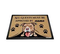 BAGEYOU Paillasson personnalisé en forme de chien avec inscription « My Love Dog Pit Bull » - Tous les invités doivent être approuvés pour la décoration intérieure - 69,5 x 45,7 cm