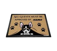 BAGEYOU Paillasson personnalisé en forme de chien avec mon chien d'amour Chihuahua Tous les invités doivent être approuvés Tapis pour décoration d'intérieur 90 x 60 cm