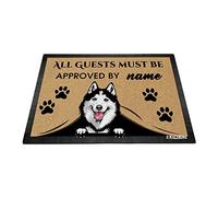 BAGEYOU Paillasson personnalisé en forme de chien avec mon chien d'amour Husky de Sibérie Tous les invités doivent être approuvés Tapis pour décoration d'intérieur 60 x 40 cm